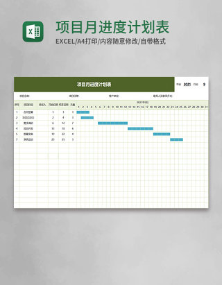 项目月进度计划表word模板