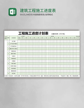 建筑工程施工进度表Excel表格