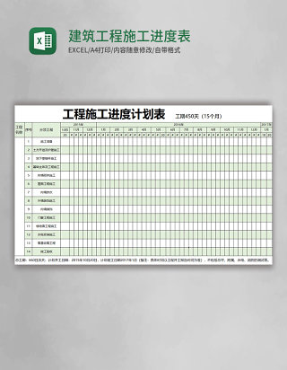 建筑工程施工进度表Excel表格