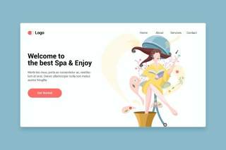 用于登录页的Spa平面web模板EPS矢量设计插画Spa flat web template for Landing page