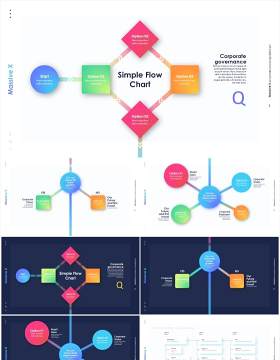 流程图结构图PPT信息图表素材Flow Charts