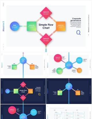 流程图结构图PPT信息图表素材Flow Charts