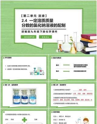 部编版九年级化学下册一定溶质质量分数的氯化钠溶液的配制课件PPT模板