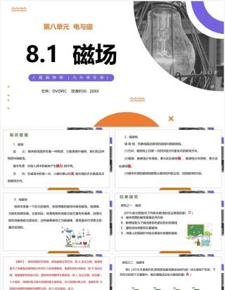 部编版九年级物理全册磁现象磁场PPT模板