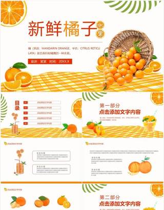 新鲜橘子水果特色介绍动态PPT模板