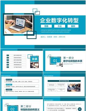 企业数字化转型思路方法及案例动态PPT模板