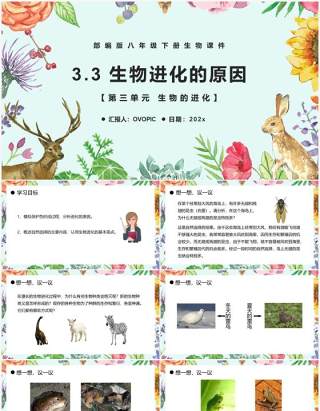 部编版八年级生物下册生物进化的原因课件PPT模板