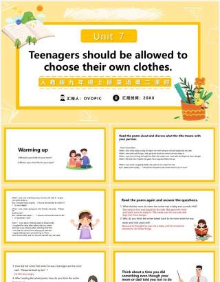 人教版九年级上册英语Teenagers should be allowed to choose their own clothes第二课时课件PPT模板