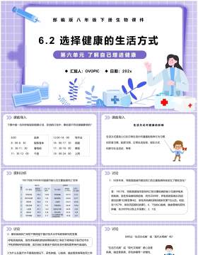 部编版八年级生物下册选择健康的生活方式课件PPT模板