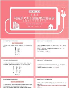 部编版八年级物理下册利用浮力知识测量物质的密度课件PPT模板