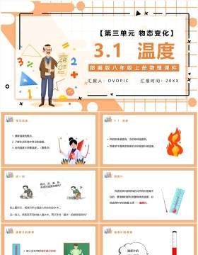 部编版八年级物理上册第三单元物态变化3.1温度课件PPT模板