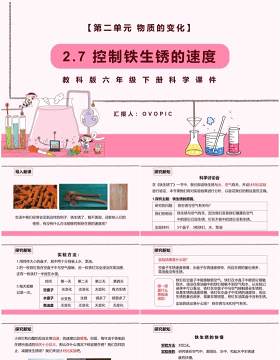 教科版六年级科学下册控制铁生锈的速度课件PPT模板