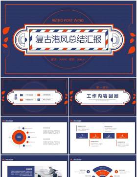 复古港风总结汇报动态PPT模板