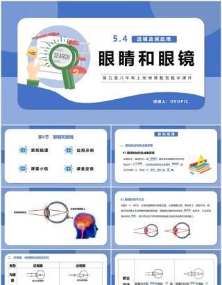 部编版5.4第五章眼睛和眼镜八年级物理课件PPT模版