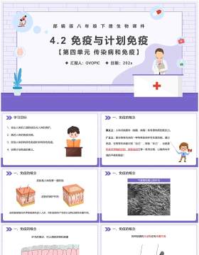 部编版八年级生物下册免疫与计划免疫课件PPT模板