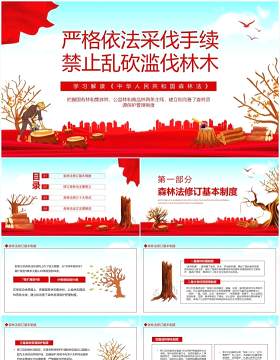 学习解读中华人民共和国森林法严格依法采伐手续禁止乱砍滥伐林木动态PPT模板