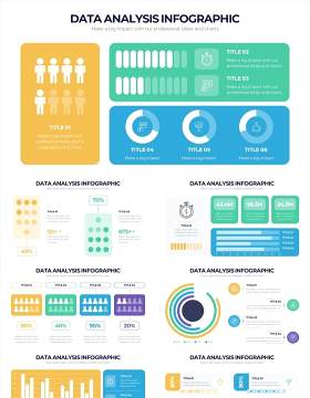 多彩数据分析可视化图表PPT素材Data Analysis Powerpoint Infographics