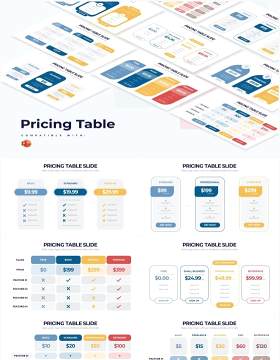 浅色系价格表定价策略PPT信息图形素材Pricing Table Powerpoint Infographics