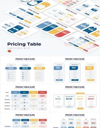 浅色系价格表定价策略PPT信息图形素材Pricing Table Powerpoint Infographics