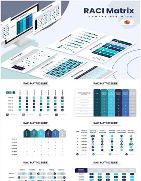 简约RACI模型责任矩阵PPT信息图表素材RACI Matrix Powerpoint Infographics