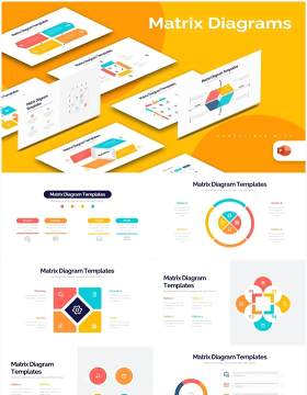 国外多彩创意矩阵图PPT信息图形素材Matrix Diagram Powerpoint Infographics