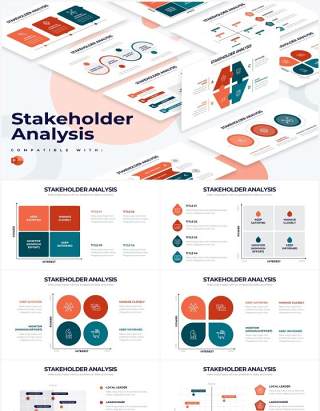 多彩商务利益相关者分析关系图PPT素材Stakeholder Analysis Powerpoint Infographics