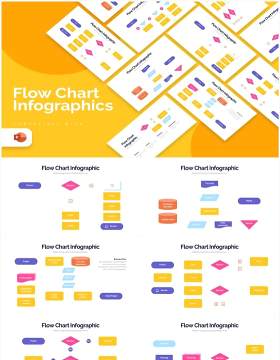 彩色简约流程图PPT信息图形素材Flow Chart Powerpoint Infographics