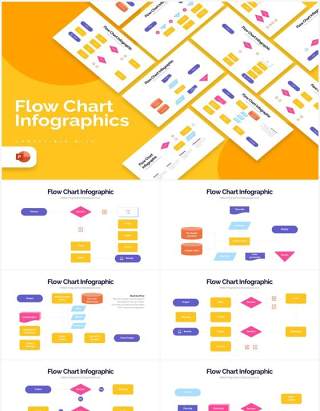 彩色简约流程图PPT信息图形素材Flow Chart Powerpoint Infographics