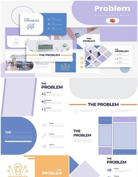 淡紫色问题解决方案版式设计PPT素材不含摄影图Problem Powerpoint Infographics