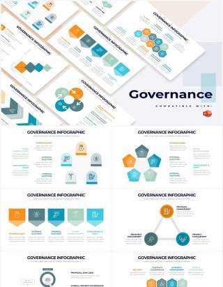 彩色系公司结构管理并列关系PPT信息图素材Governance Powerpoint Infographics