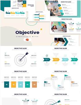 简约企业目标业绩目标并列关系PPT信息图形素材Objective Powerpoint Infographics