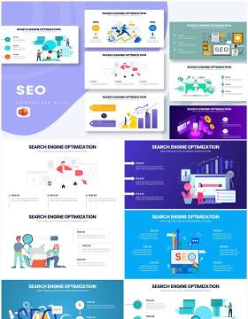 创意卡通企业SEO培训PPT信息图形素材SEO Powerpoint Infographics