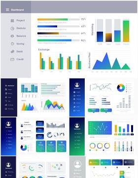 浅色仪表可视化数据看板PPT信息图表Dashboard Powerpoint Infographics