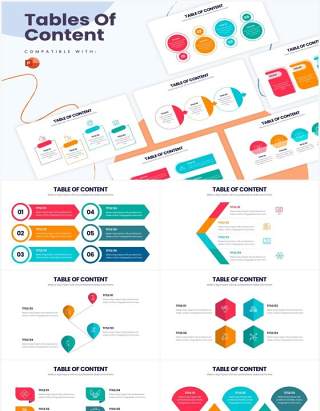 简约彩色目录结构图PPT信息图形素材PPTTables of Content Powerpoint Infographics