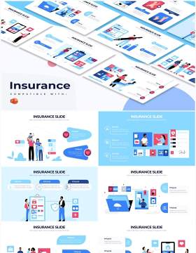 创意卡通人物插画保险医疗PPT信息图形素材Insurance Powerpoint Infographics