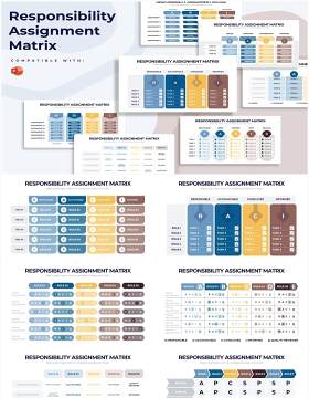 简洁商务项目责任分配矩阵表PPT信息图形素材Responsibility Assignment Matrix Powerpoint Infographics