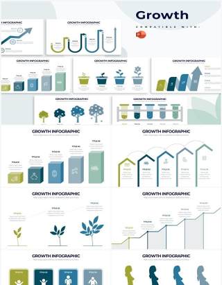 国外创意递进关系增长PPT信息图素材Growth Powerpoint Infographics