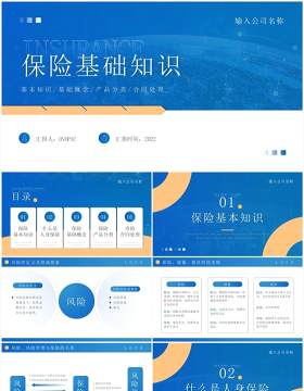 蓝色简约商务风保险基础知识PPT模板