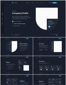 深色公司简介企业宣传PPT模板（无图可插图）Coterie - Company Profile