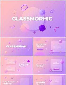 玻璃亮粉色国外创意动态商务商业PPT素材模板Glass Light Pink