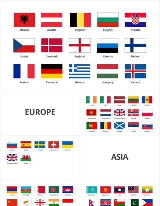 欧洲国旗PPT图形元素Flags