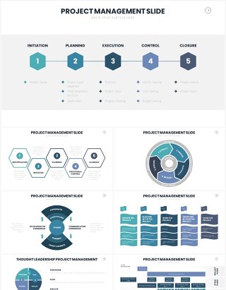 项目流程管理计划PPT信息图表素材Project Management Slides Template