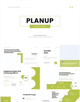 绿色简洁企业项目报告工作汇报PPT模板（无图可插图）Planup No Image