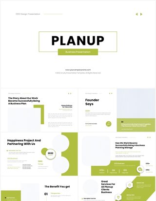 绿色简洁企业项目报告工作汇报PPT模板（无图可插图）Planup No Image