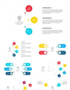 彩色流程图表关系结构图PPT素材Flow chart