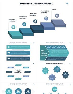 绿色系商业计划信息图表PPT素材模板Business Plan Infographics Slides Template