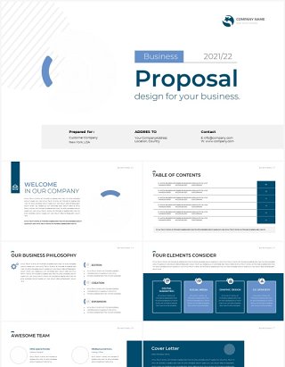 简约风公司业务建议书项目报告PPT模板（无图可插图）Bussines Proposal