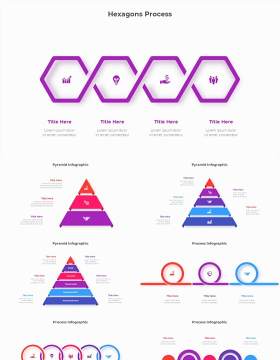 红色蓝色圆形结构图并列关系信息图表PPT元素素材Infographic Red Blue