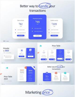 2023蓝色简洁定价表定价单PPT素材