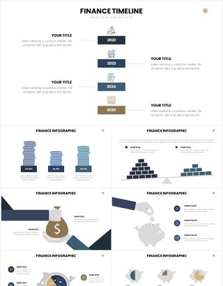 灰棕色财务信息图PPT素材模板Finance  Slides Template